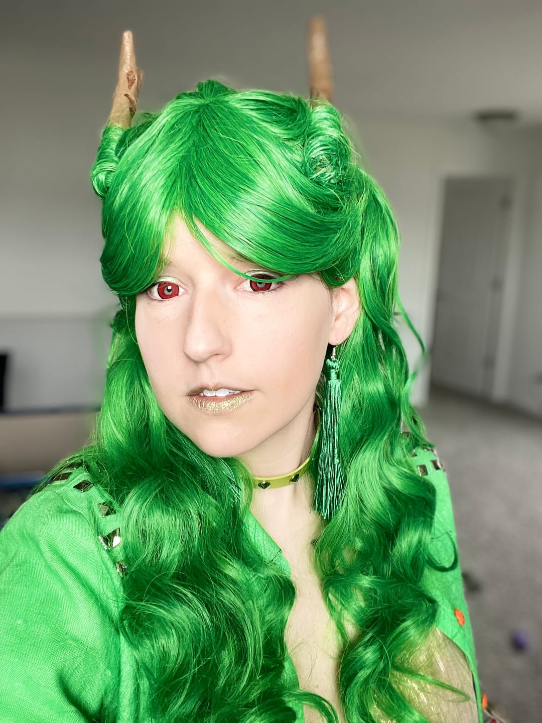 Customer photo review of Cosplay ICE Red Prescription Colored Contact Lenses