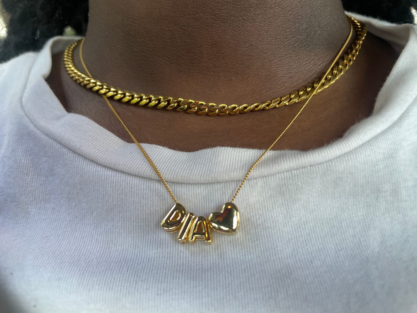 Customer photo review of Bubble Name Necklace