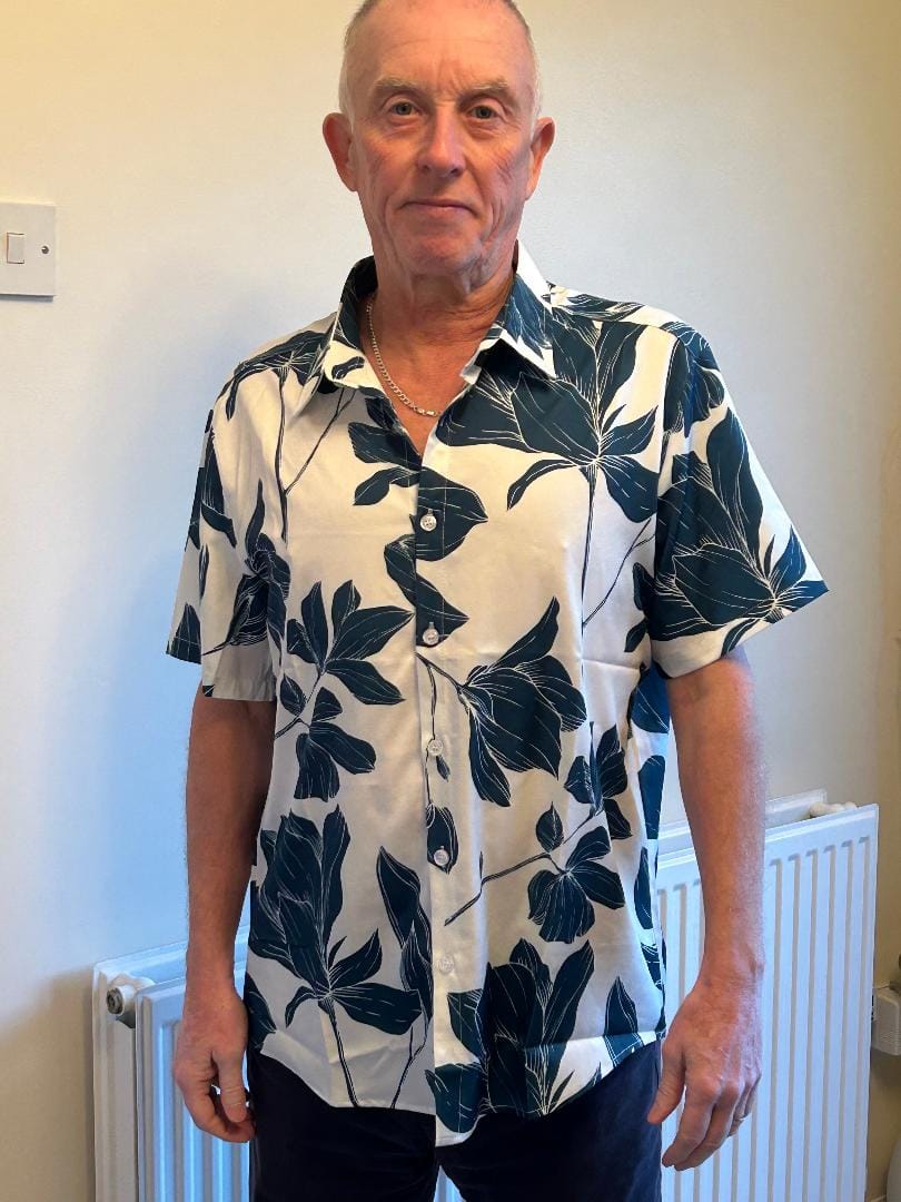 Customer photo review of Men's Summer Casual Floral Button Up Short Sleeve Holiday Cool Beach Shirt