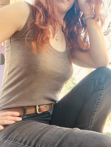 Customer photo review of Sloane Ribbed Tank • Final Sale Deals! - Simply Taupe