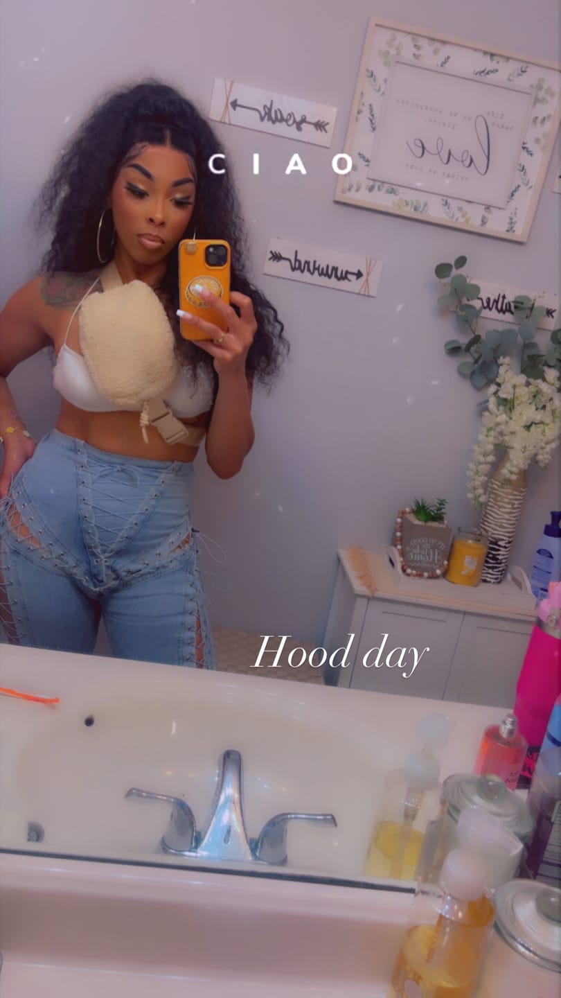 Customer photo review of Marise High Waist Lace Up Jeans