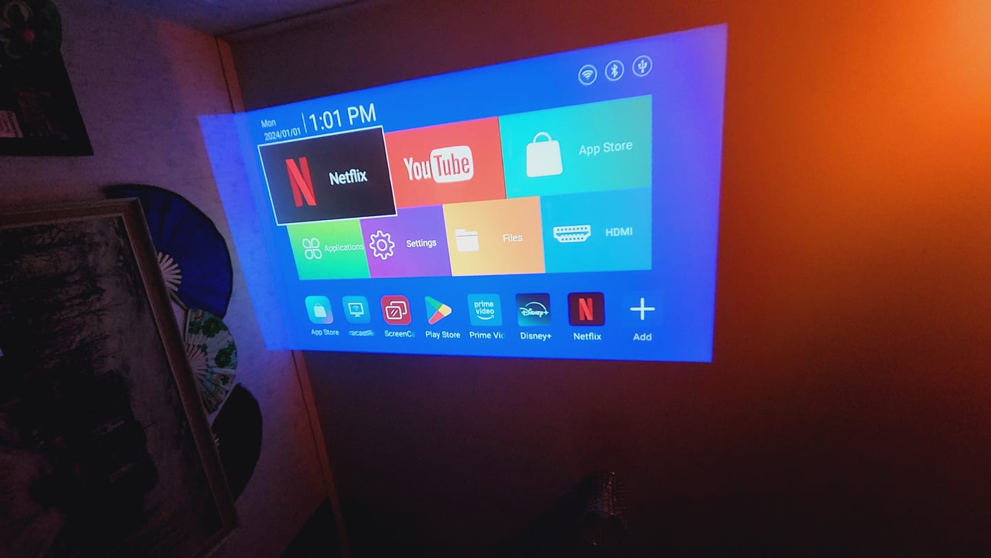Customer photo review of MovieHub™ Ultra HD Projector + FREE Projector Screen