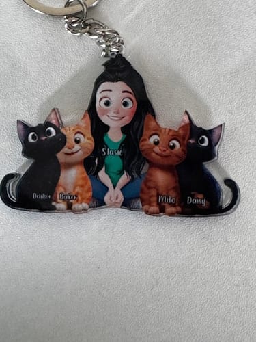 Customer photo review of Personalized Cute Cartoon Couple And Dogs Acrylic Keychain-Gift For Dog Lovers, Couple