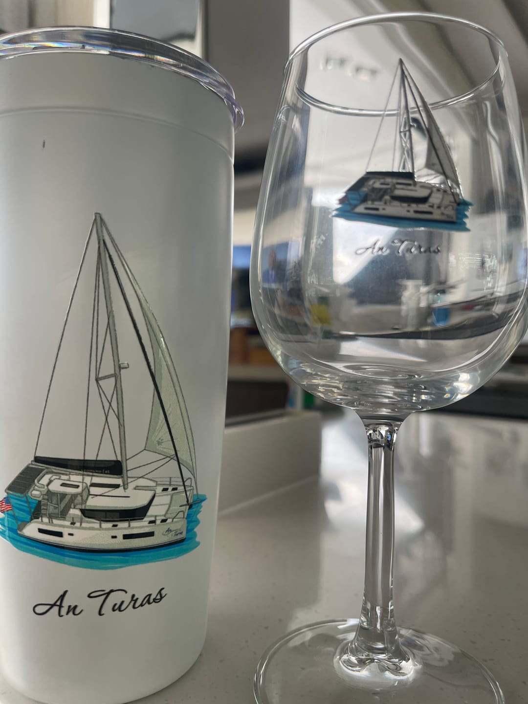Customer photo review of Custom 20 oz. Stainless Steel Boat Tumbler