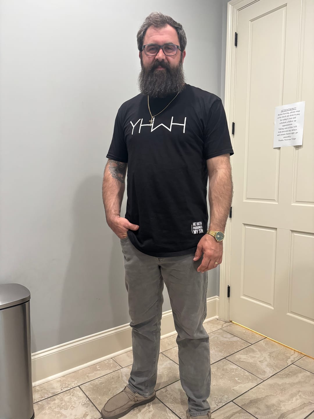 Customer photo review of YHWH  Swoop Tee (Black)