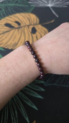 Customer photo review of Natural Red Garnet Stone Bead Bracelet