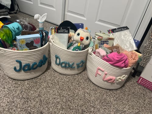 Customer photo review of Baby Knits™ Personalized Knitted Basket