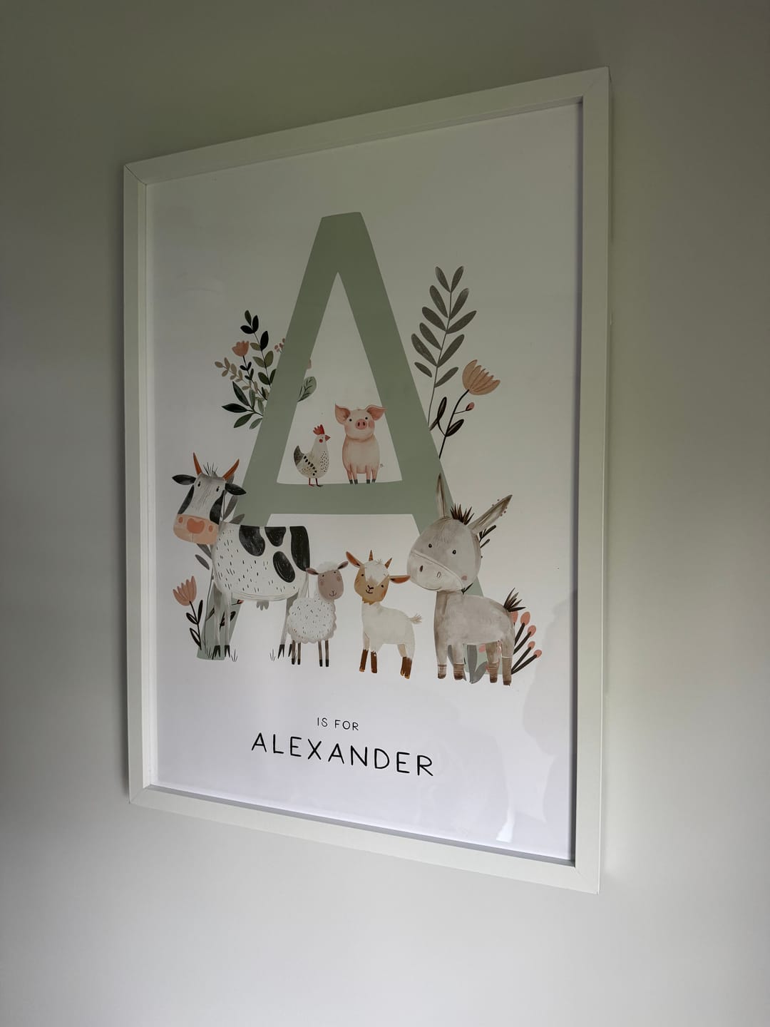 Customer photo review of Farm Animal Letter & Name Print