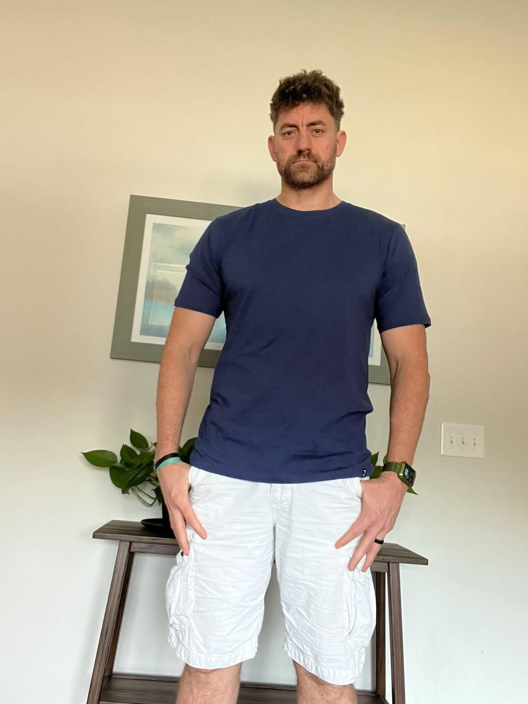 Customer photo review of Organic Tall Slim T-shirt (Navy)