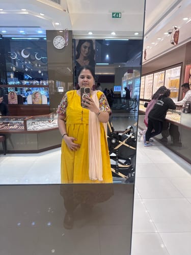 Customer photo review of Marigold and Brown Kalamkari Festive Maxi