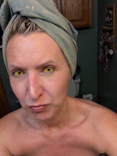 Customer photo review of Halloween Yellowout Colored Contact Lenses