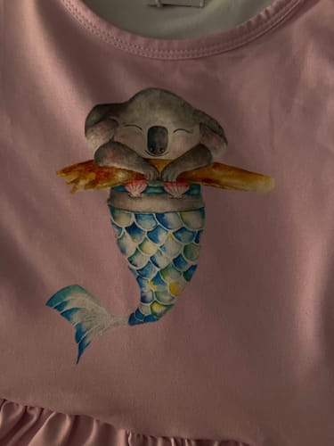 Customer photo review of PREORDER Mermaid Koala Short Sleeve Frill Top (Ships w/c 14th Oct)