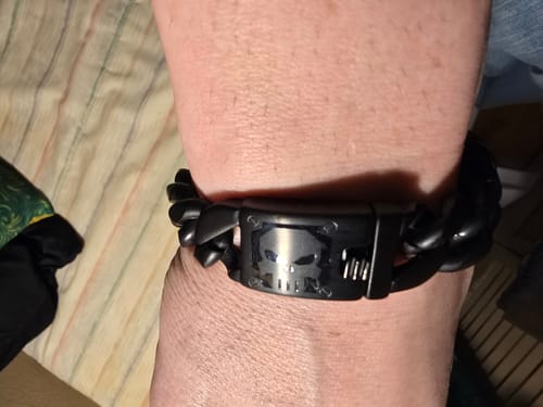Customer photo review of VINDICTA VENGEANCE - Wrath & Justice Cuban Link Black Bracelet : Helps Pair Veterans With A Service Dog or Shelter Dog