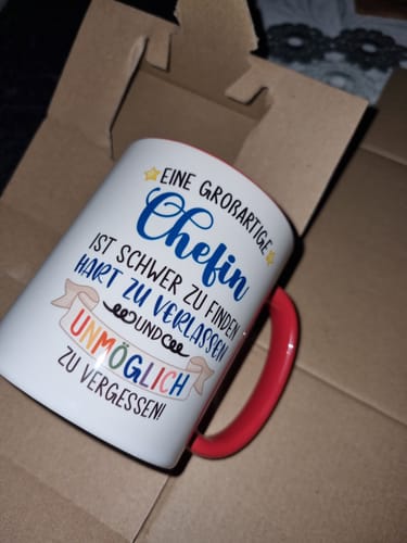 Customer photo review of Chefin Abschied Abschiedsgeschenk Chefinnen Tasse mit Spruch Grossartige Chefin Geschenkidee