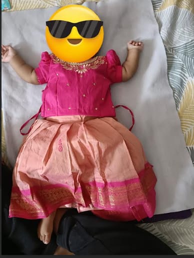 Customer photo review of Pink and blush langa blouse ethnic lehenga dress for baby girl