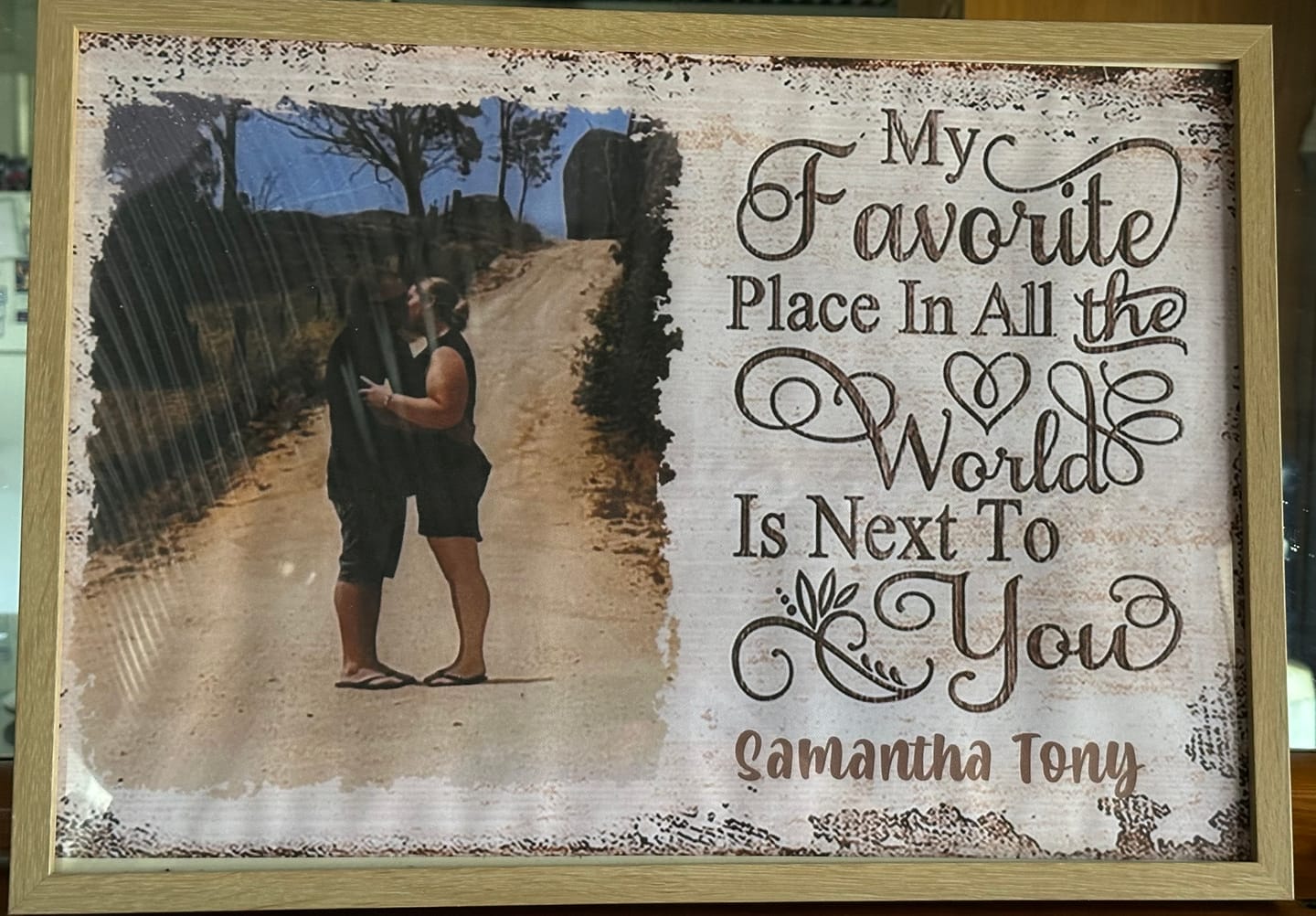 Customer photo review of Next To You Is One Of My Favorite Places To Be - Upload Image - Personalized Horizontal Poster