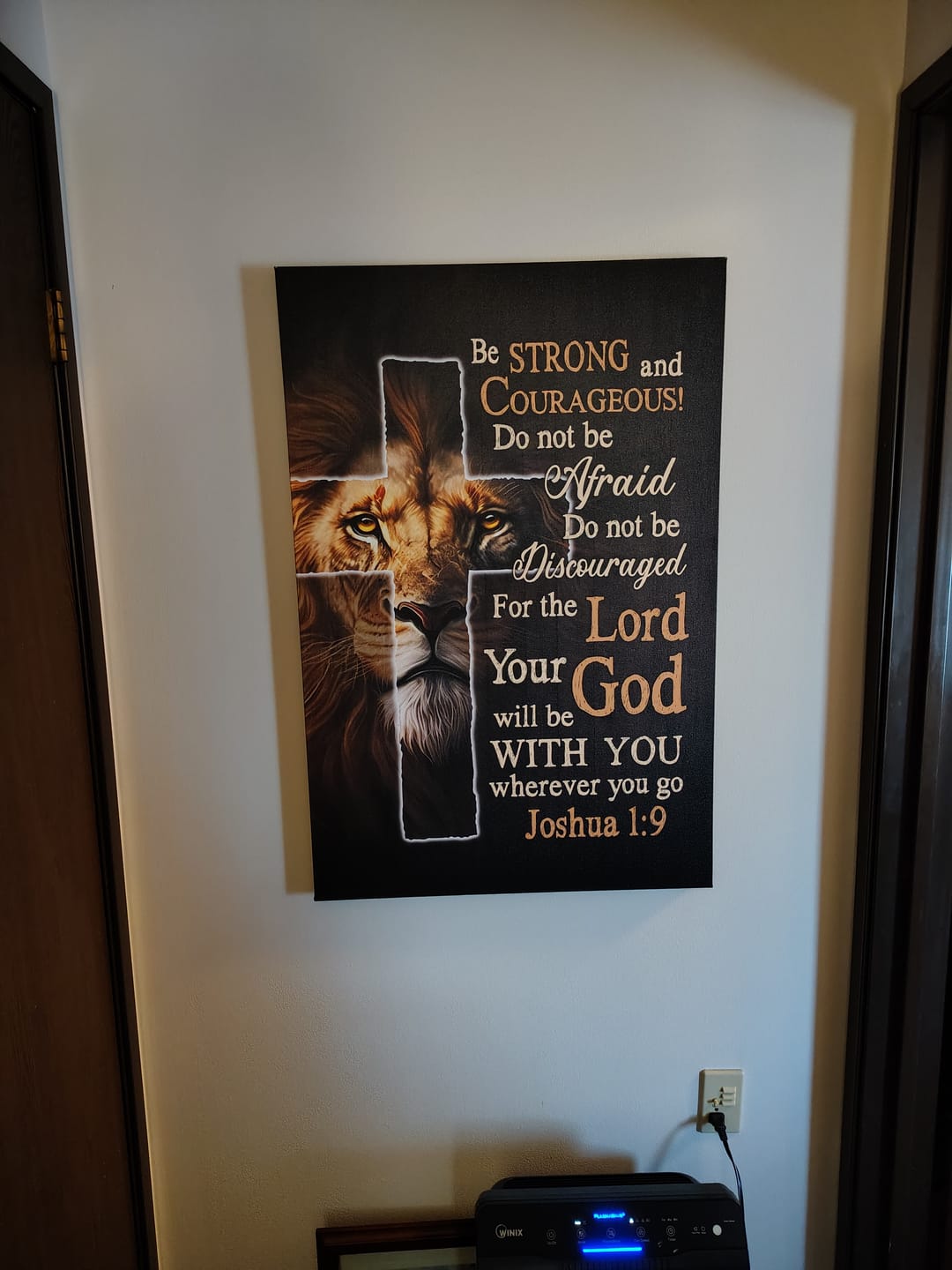 Customer photo review of Lion Of Judah, Joshua 1:9 Be Strong And Courage Wall Art Canvas Print