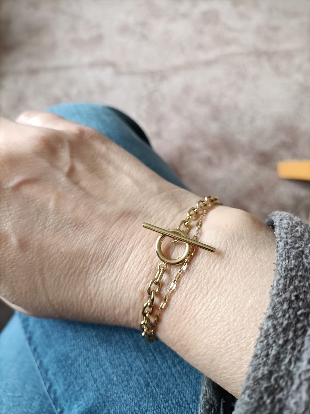 Customer photo review of Cuban T Bar Bracelet