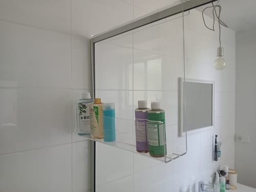Customer photo review of Clear Acrylic Shower Shelf