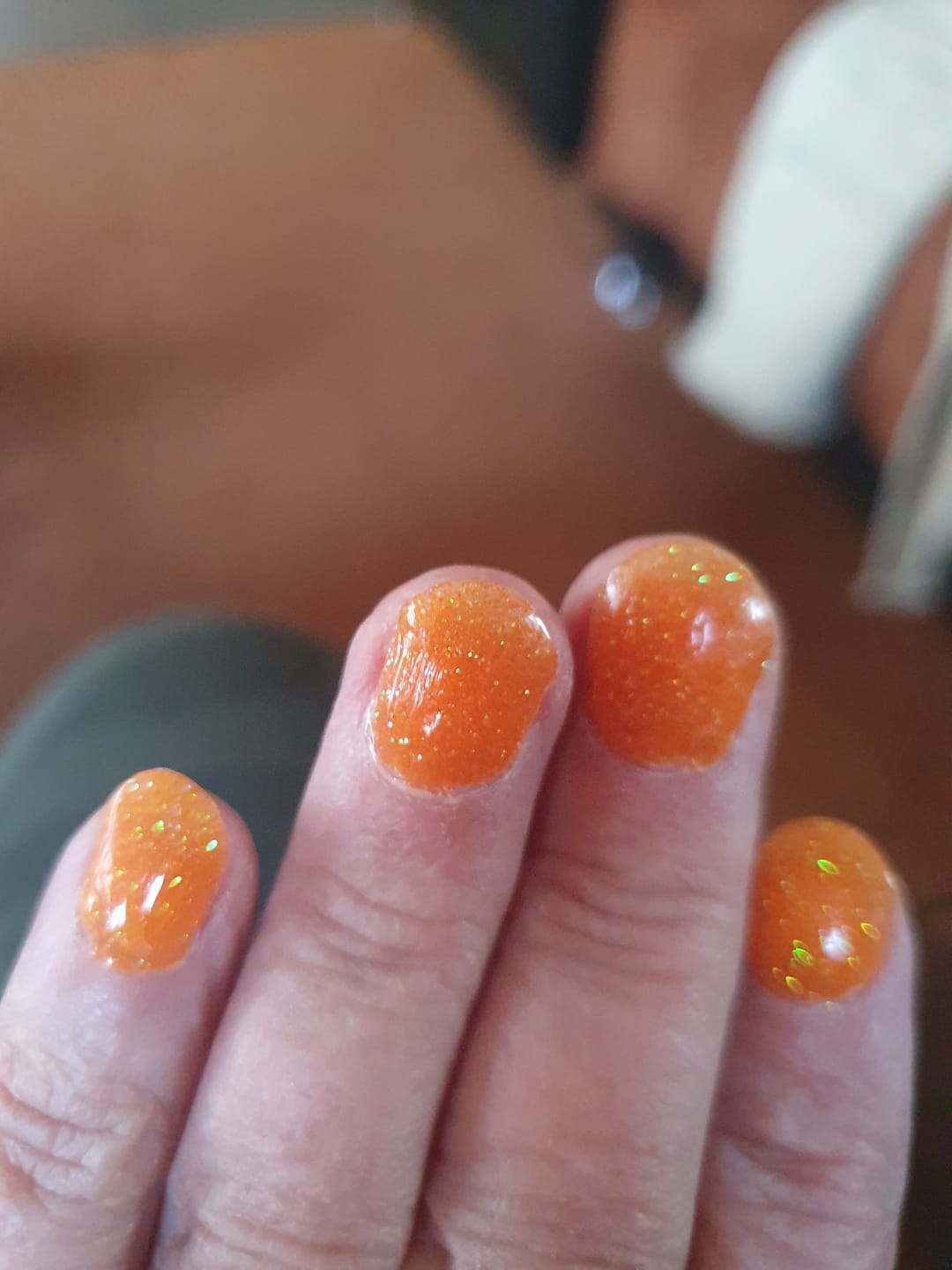 Customer photo review of Tangerine Orange Dipping Powder