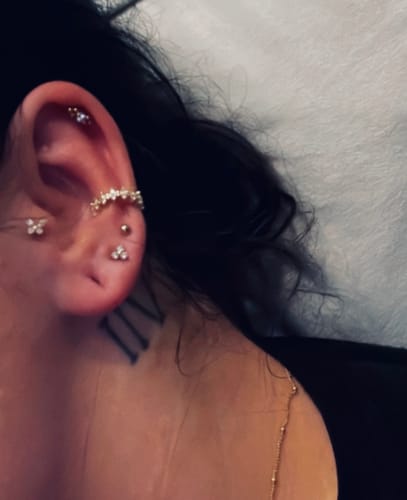 Customer photo review of Butterfly Piercing | Titan