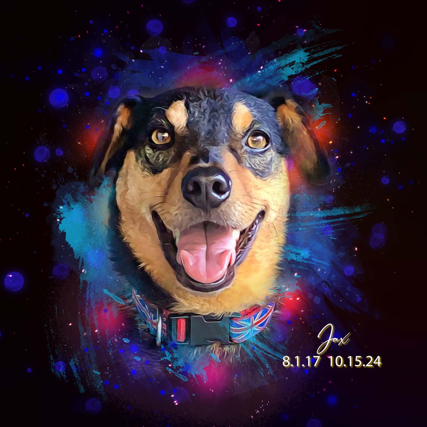 Customer photo review of Custom Neon Watercolor Pet Portrait – Aesthetic Neon Style (AN)