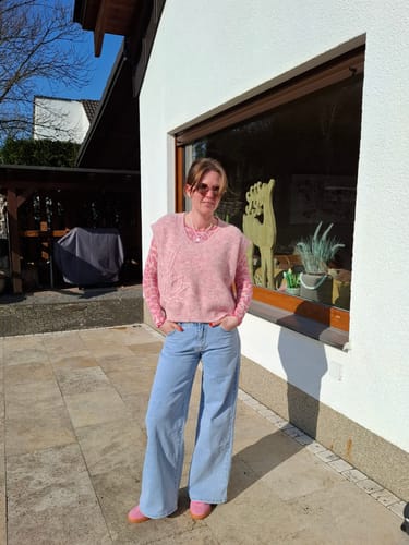 Customer photo review of Stretch Wide Leg Jeans denim 7001-RD8559-1
