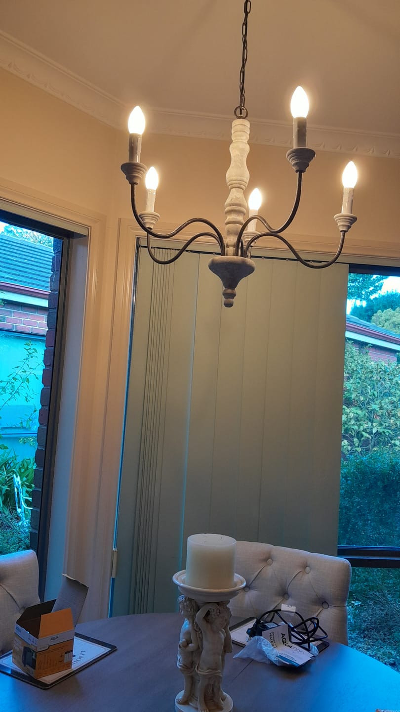 Customer photo review of Farmhouse 5-Light Candle Style Chandelier