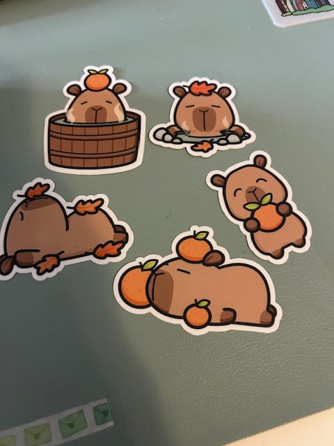 Customer photo review of Autumn Capybaras Die cut stickers