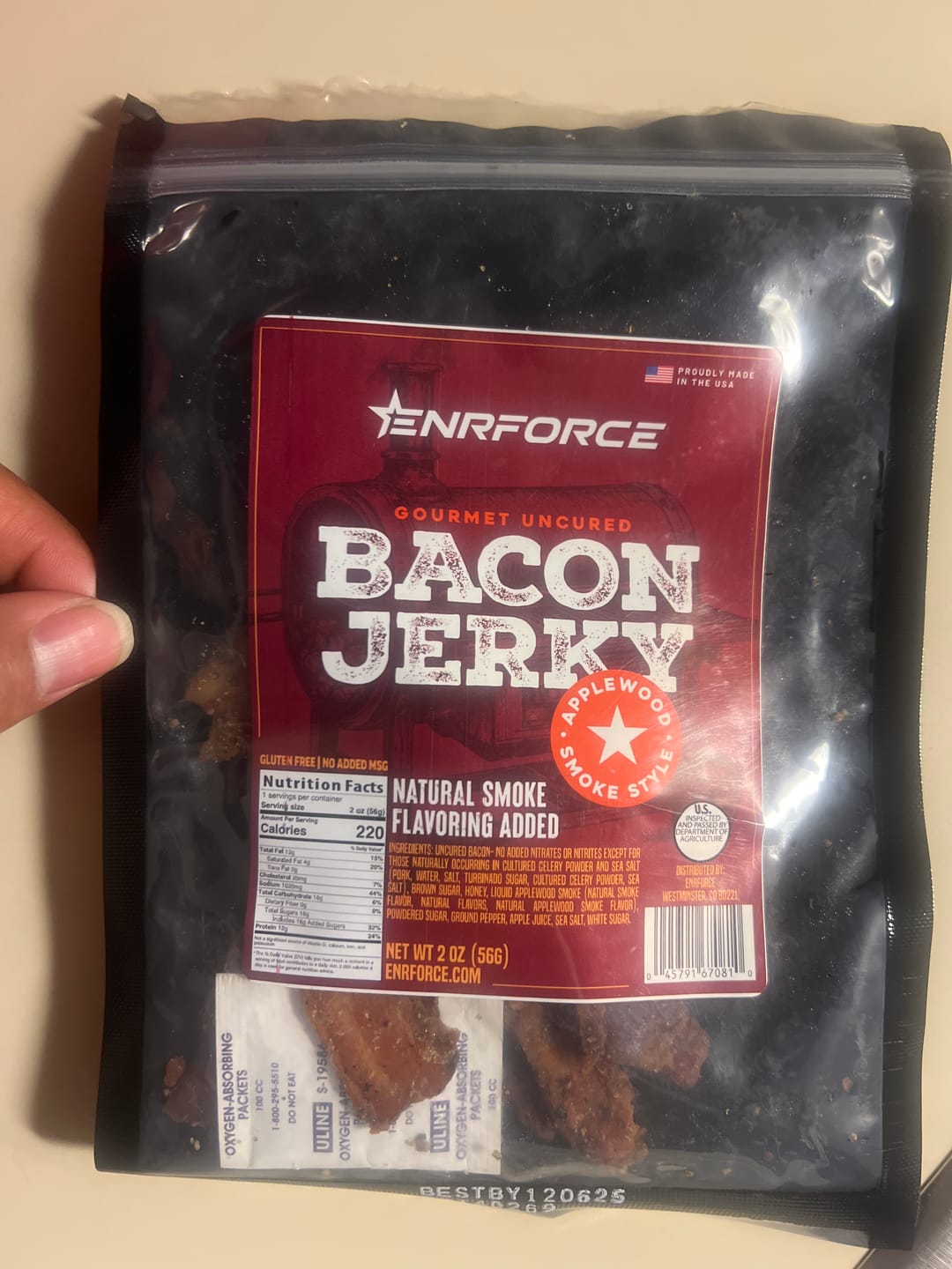 Customer photo review of Gourmet Bacon Jerky