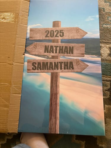 Customer photo review of Personalized Names Beach Sign Canvas