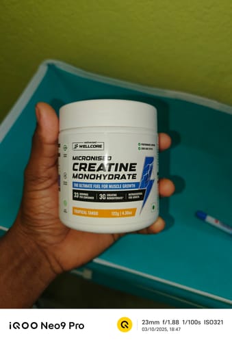 Customer photo review of Wellcore - Pure Micronised Creatine Monohydrate (122g, 33 Servings) Tropical Tango