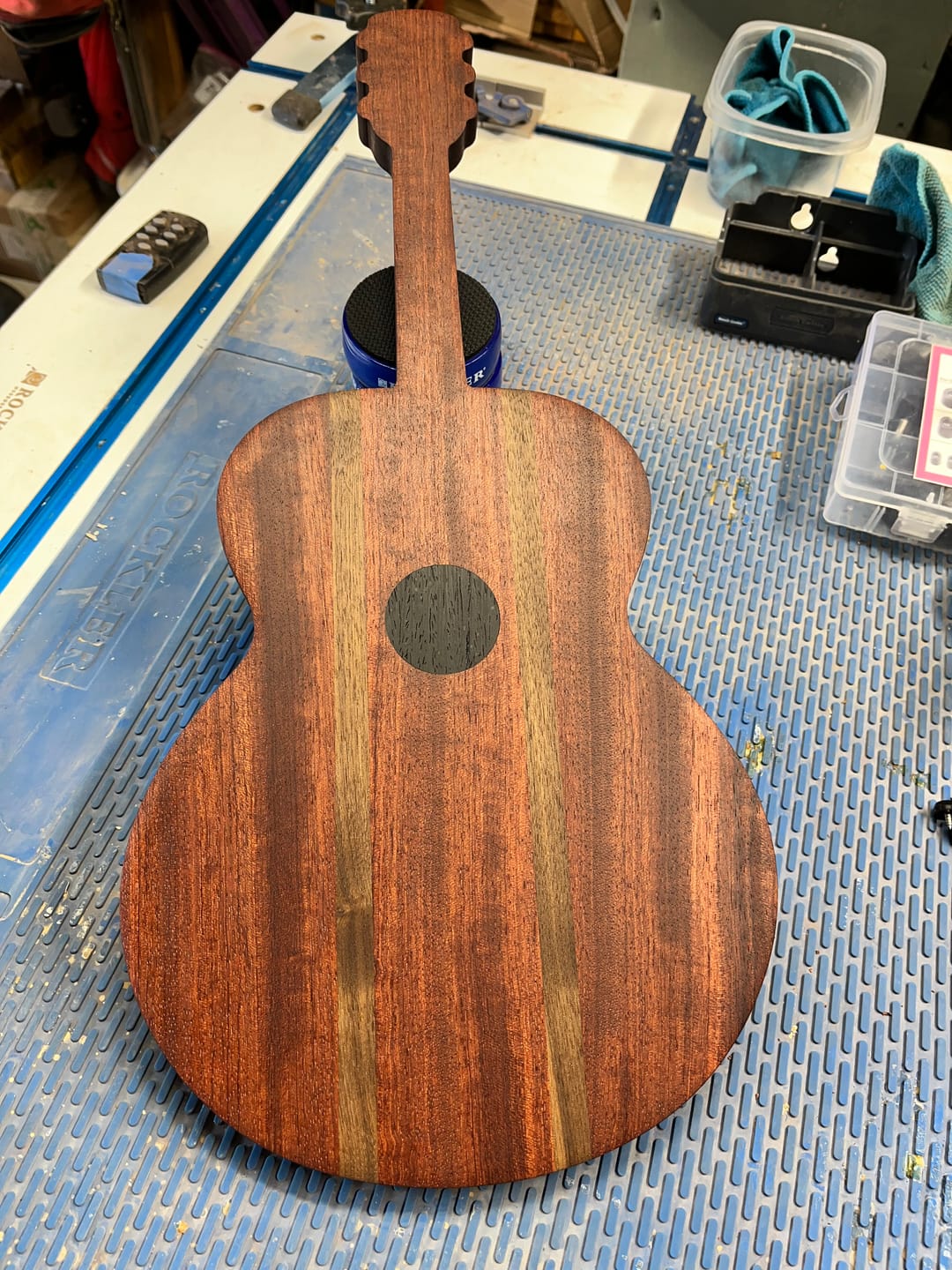 Customer photo review of 20.0x9.5" Acoustic Guitar Serving Board Acrylic Router Template