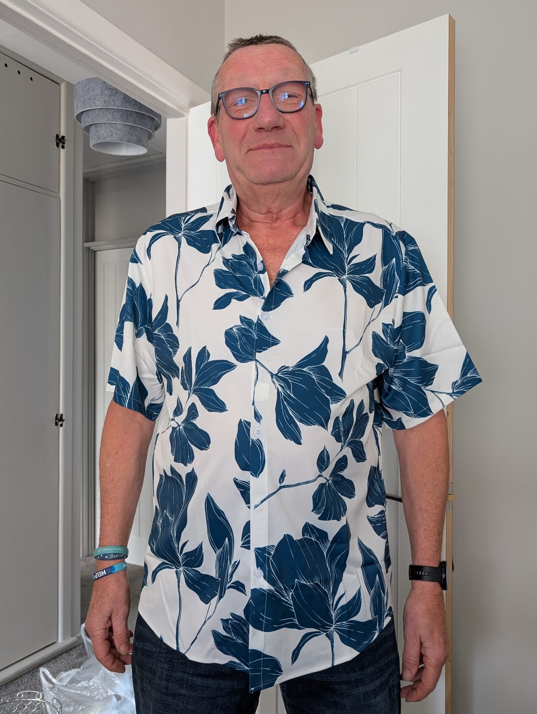 Customer photo review of Men's Summer Casual Floral Button Up Short Sleeve Holiday Cool Beach Shirt