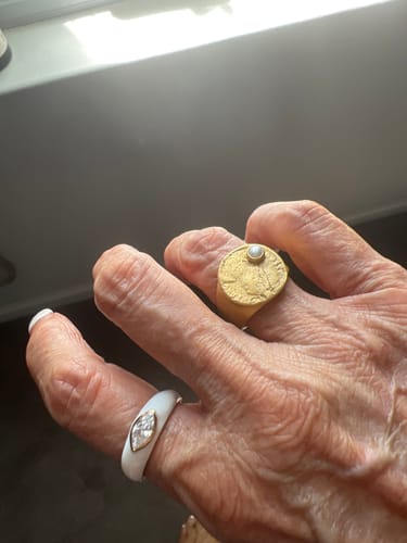 Customer photo review of COCONUT ENAMEL MARQUISE RING SAMPLE SIZE 7