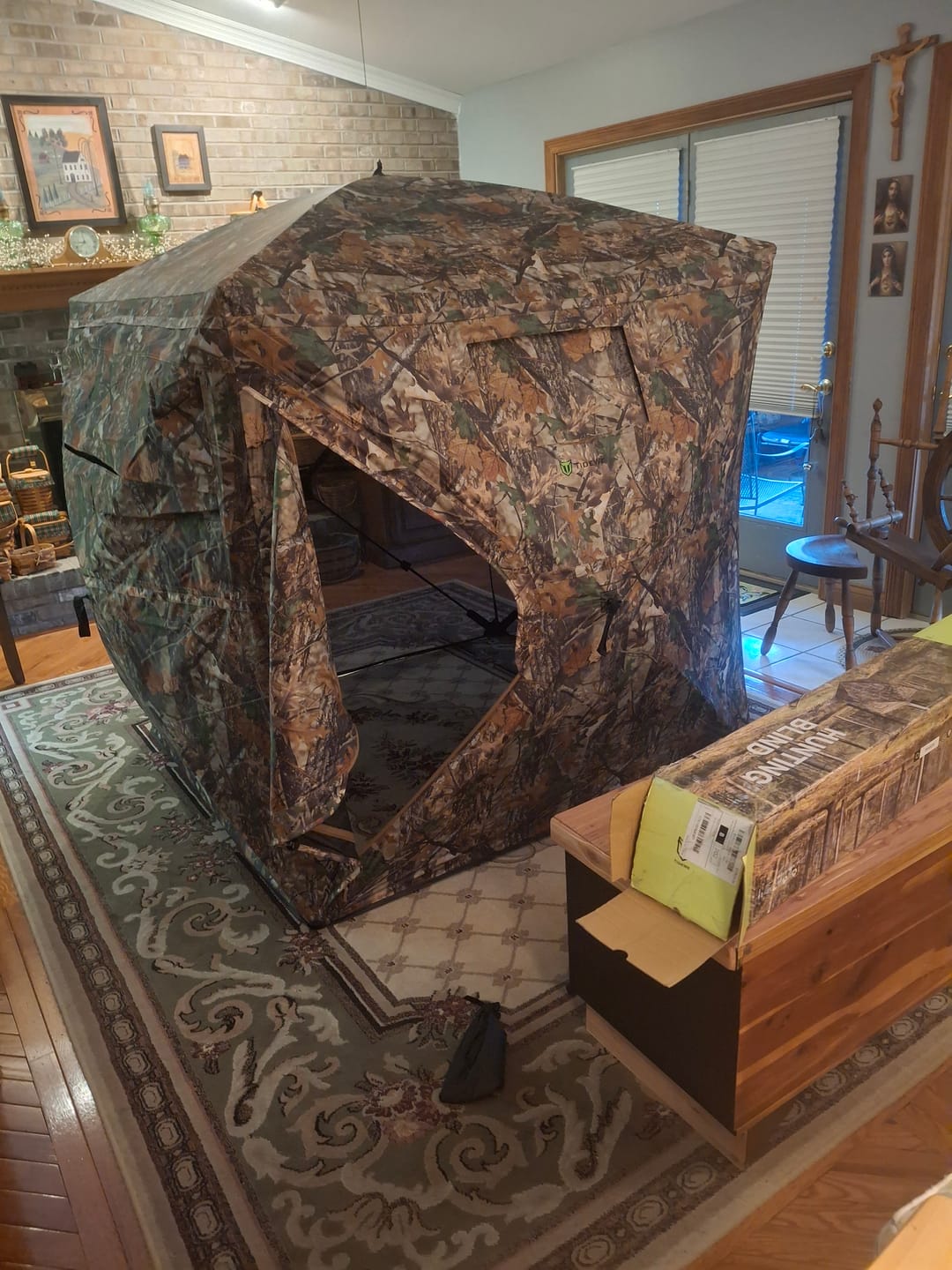 Customer photo review of FLASH SALE VisST See-Through Pop-Up Ground Blinds with Silent Magnetic Door