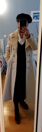 Customer photo review of Vintage inspired Beige Long wool coat 3183