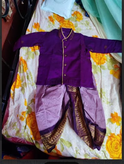 Customer photo review of Lavendar and wine kurta dhoti ethnic dress for baby boy