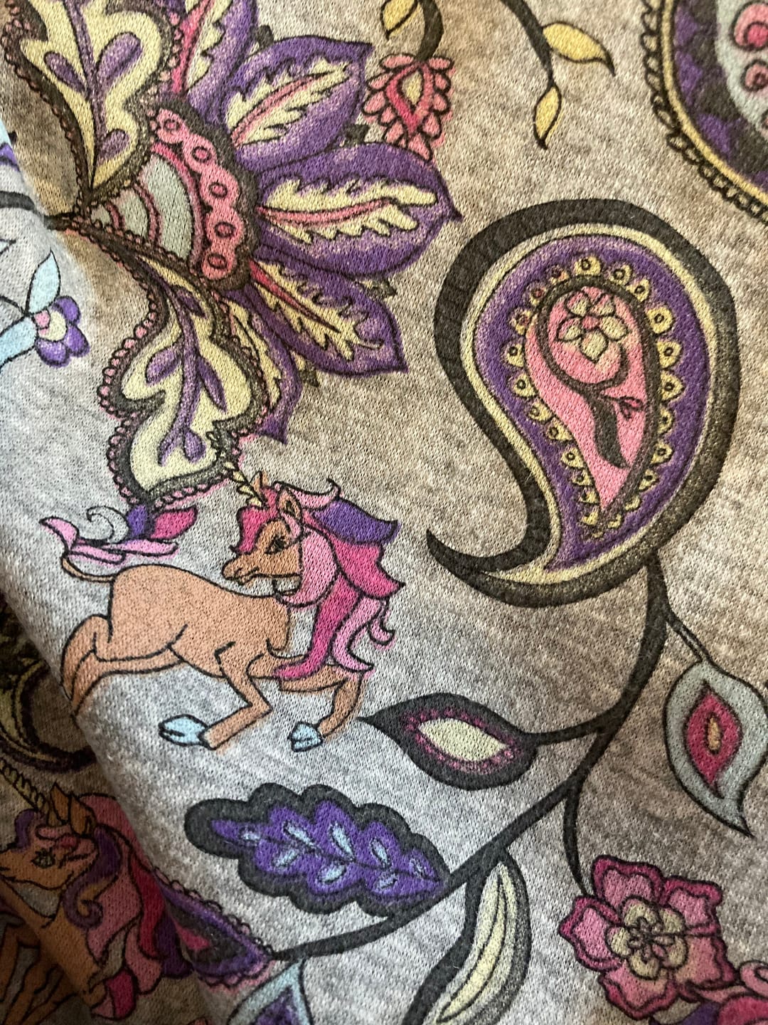 Customer photo review of Unicorns and Paisley Sweatshirt Fabric