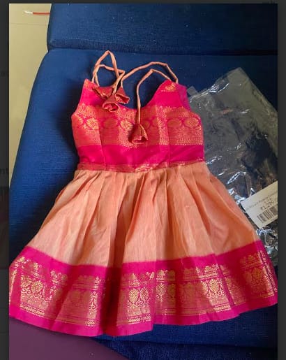 Customer photo review of Blush Pink and Magenta Combination Tie Up Dress for Baby Girl