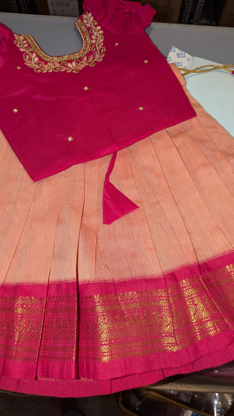 Customer photo review of Pink and blush langa blouse ethnic lehenga dress for baby girl