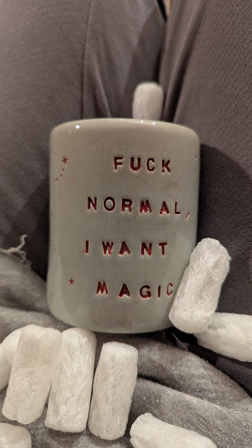 Customer photo review of Blue tumbler mug with magic saying