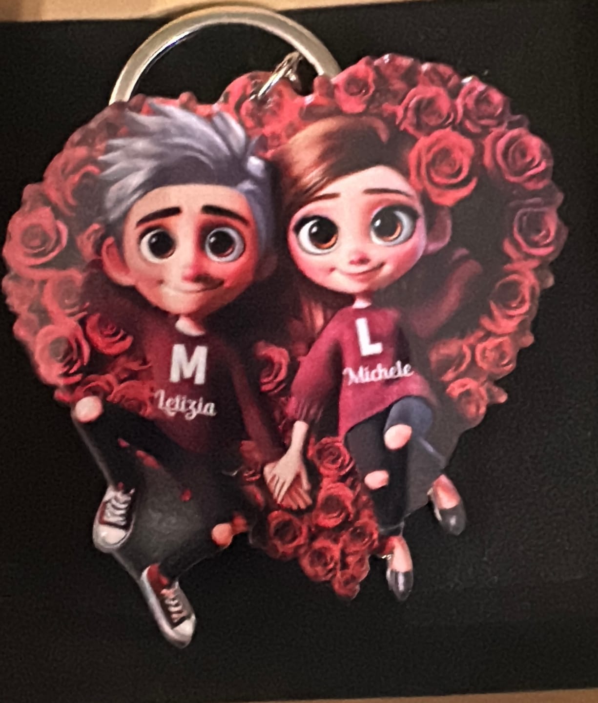 Customer photo review of Rose Heart Couple Personalized Acrylic Keychain, Valentine's Day Gift for her, Gift for him