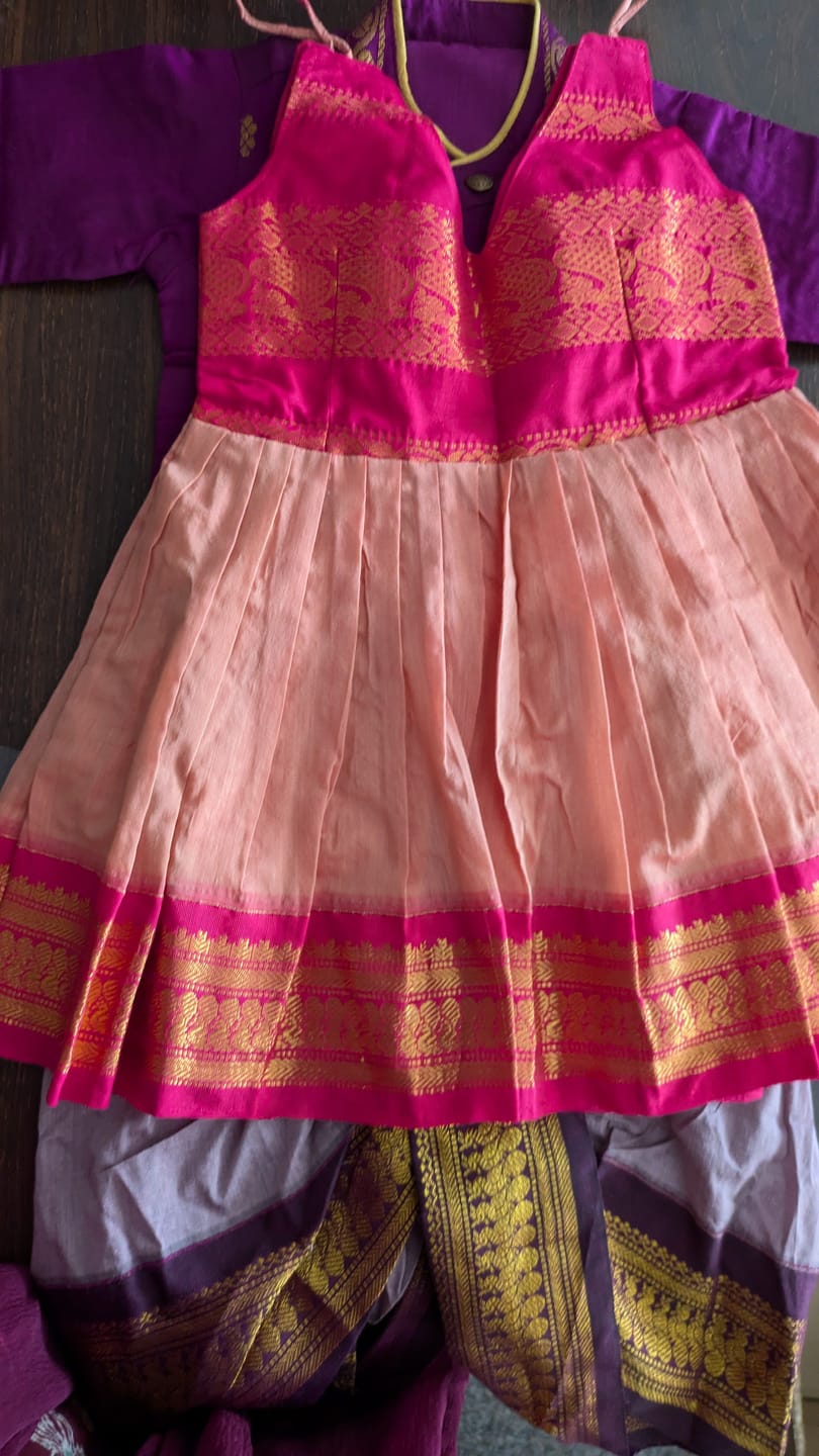 Customer photo review of Blush Pink and Magenta Combination Tie Up Dress for Baby Girl