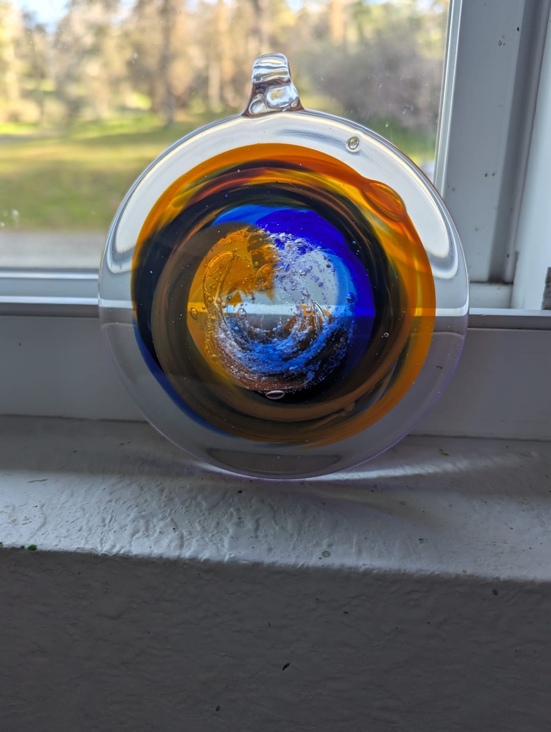 Customer photo review of Glass Suncatcher with Infused Cremation Ash