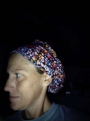 Customer photo review of Scrub Hat - Spring Bloom