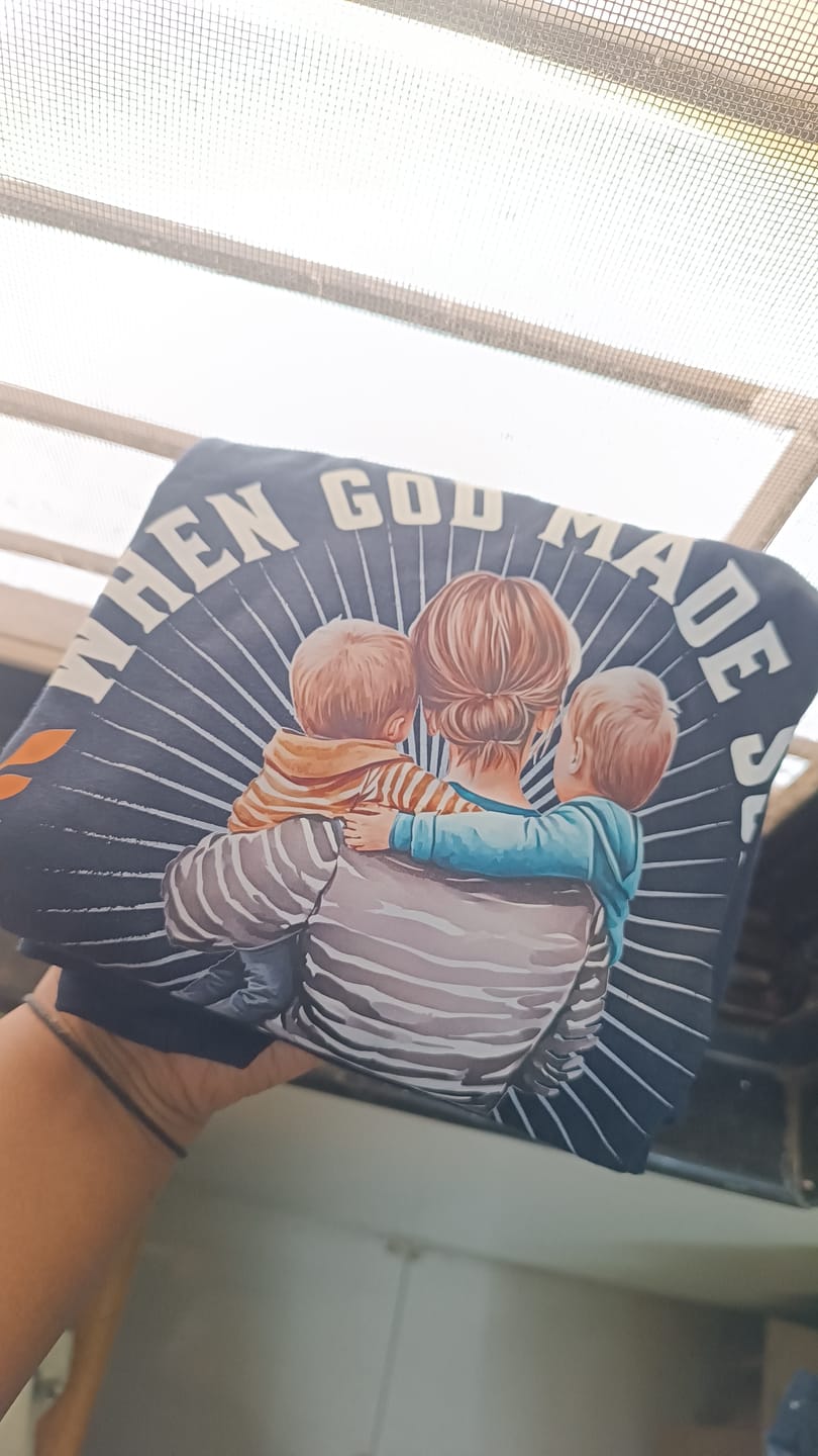 Customer photo review of "Proud Mom of Two Sons" T-Shirt - Celebrate Your Double Blessing