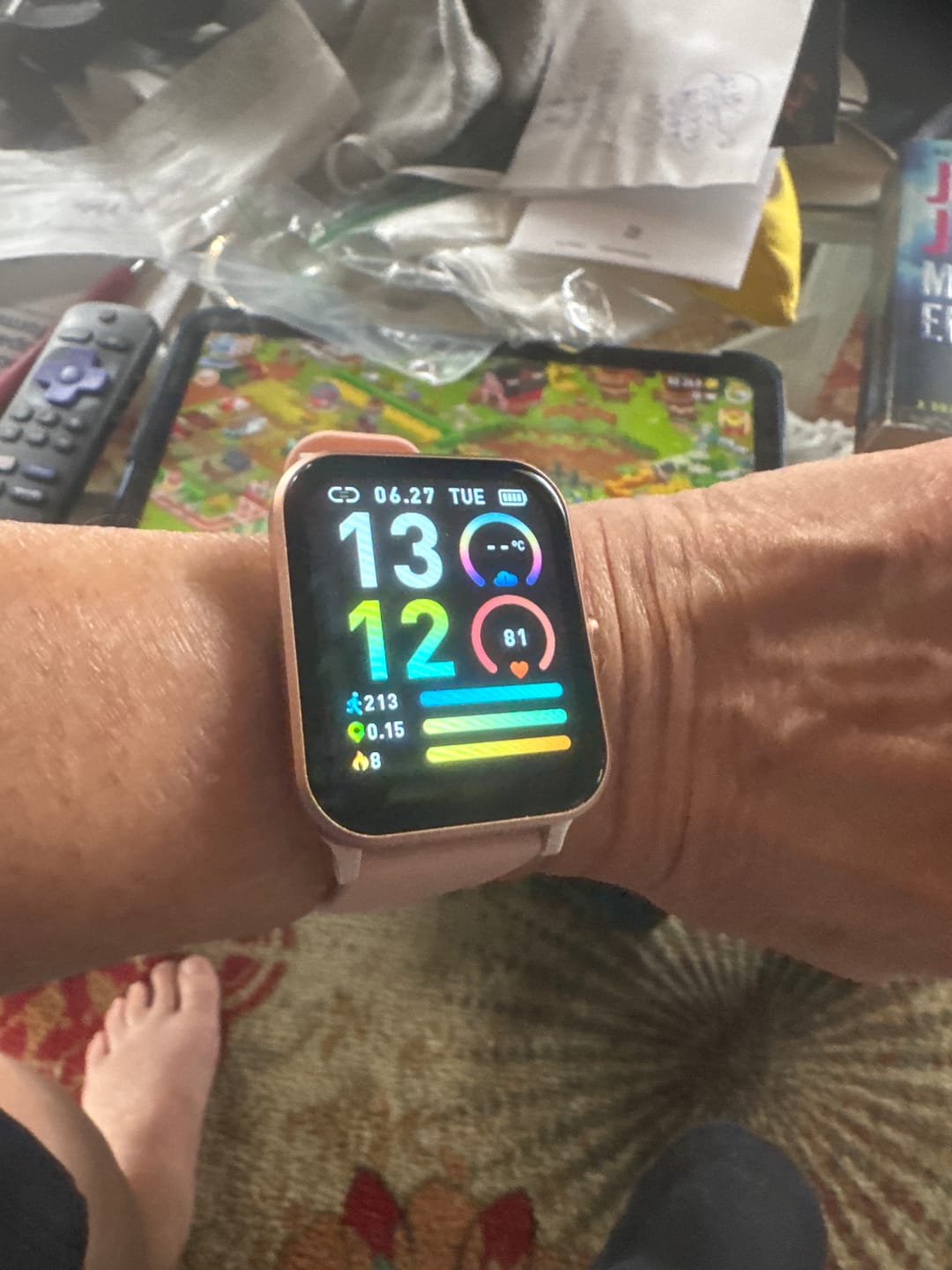 Customer photo review of BEARSCOME Blood Pressure Blood oxygen Blood Sugar Monitoring Bluetooth Talk Play Music Health Waterproof Smartwatch