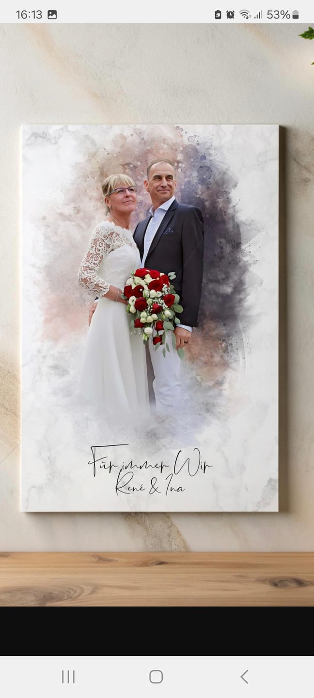 Customer photo review of Dein Hochzeitsfoto als Aquarell Poster | Geschenk zur Hochzeit