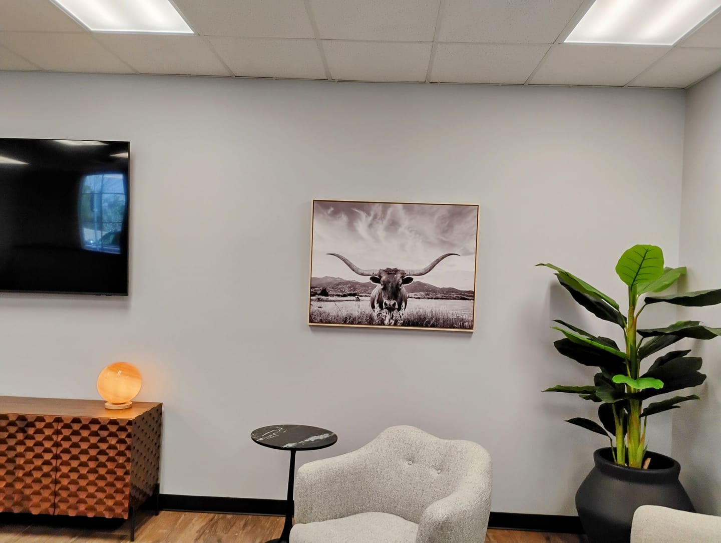 Customer photo review of Longhorn Cow Wall Art Canvas Print Farmhouse Wall Art Texas longhorn wall art